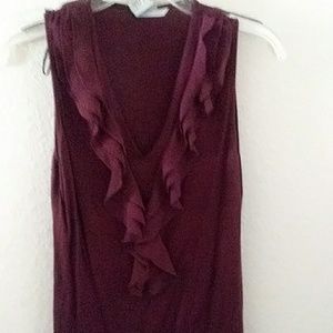 Purple Ruffled V Neck Top